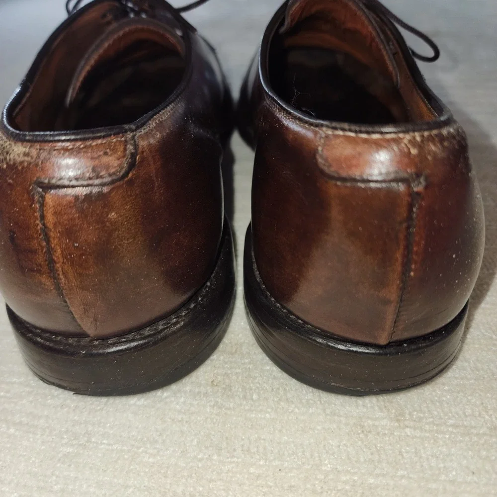 Allen Edmonds Mens 11 D Brown Leather Split-Toe Blucher Apron Toe Derby Shoes